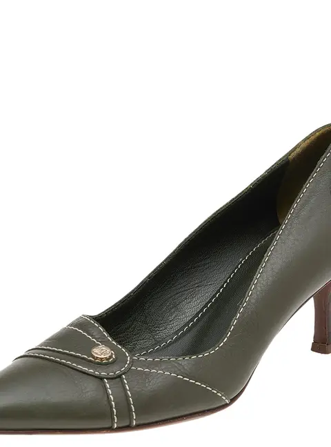 Celine Green Leather Pointed Toe Pumps Size 36.5