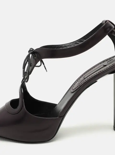 Celine Purple Leather Ankle Tie Up Sandals Size 40