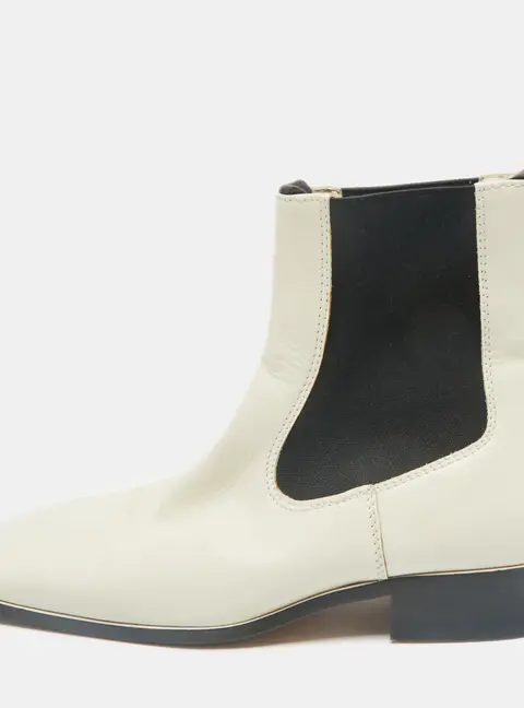 Celine White Leather Square Toe Ankle Boots Size 36