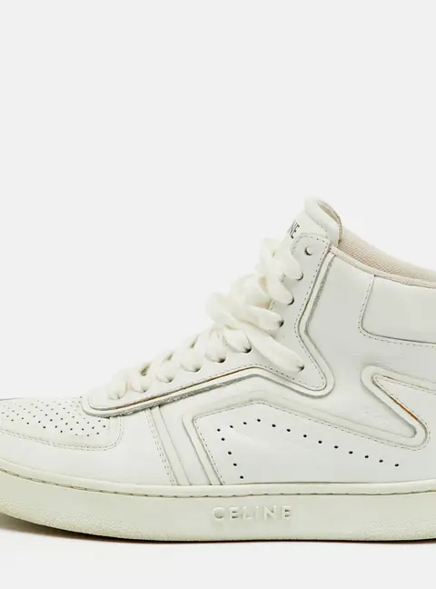 Celine White Leather CT-01 Z High Top Sneakers Size 36