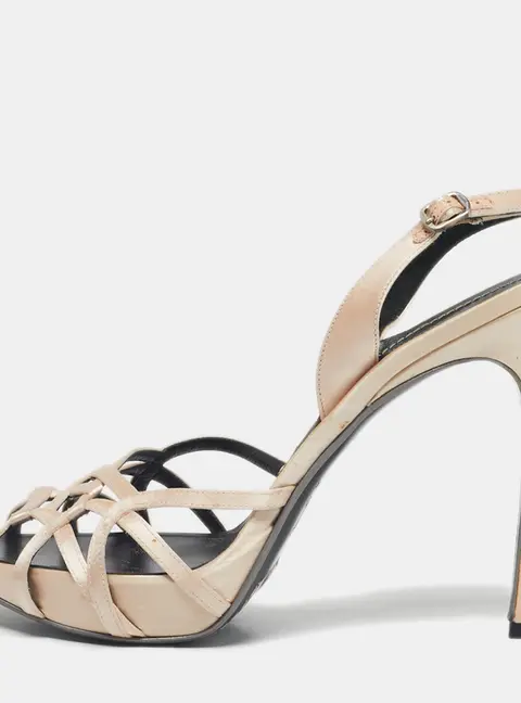 Celine Cream Satin Ankle Strap Sandals Size 40