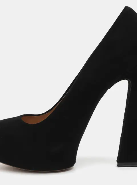 Celine Size 39 Black Suede Platform Pumps