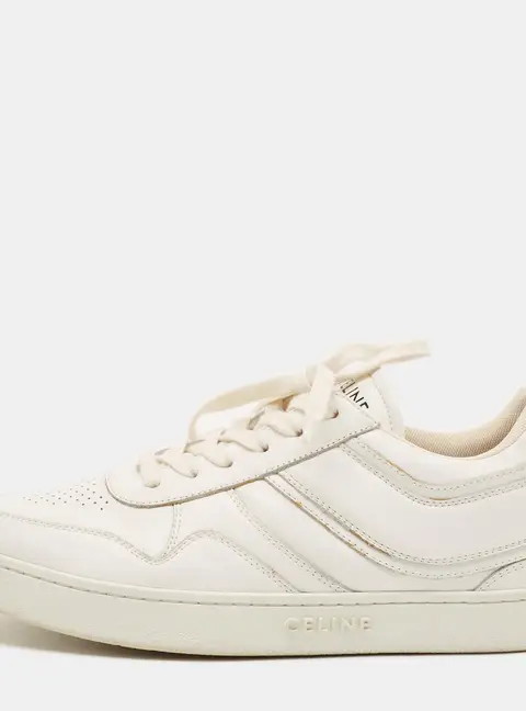 Celine Size 38 White Leather Trainer Low Top Sneakers