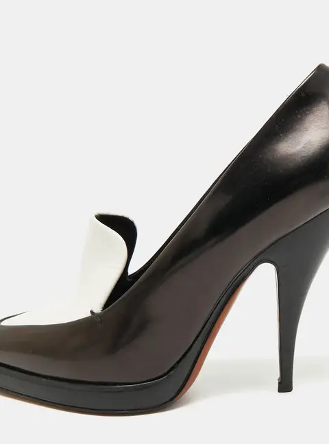Celine Size 40 Black/Burgundy Leather Pointed Toe Pumps