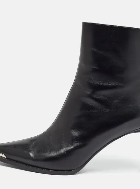 Celine Size 40 Black Leather Ankle Length Boots