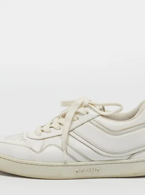Celine Size 37 White Leather Lace Up Sneakers