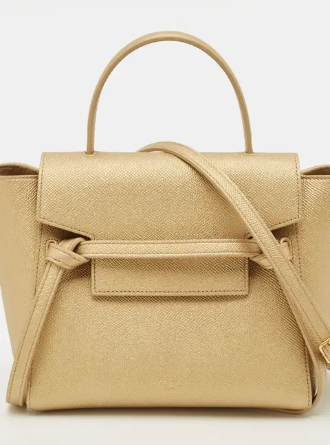 Celine Belt Nano Gold Leather Top Handle Bag