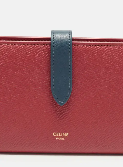 Celine Multifunction Medium Burgundy/Blue Leather Strap Wallet