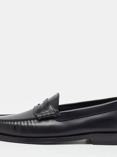 Celine Size 36.5 Black Leather Slip On Loafers