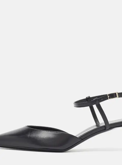 Celine Kitten Heel Size 38 Black Leather Slingback  Pumps