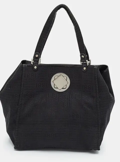 Cerruti 1881Black Jacquard Fabric Tote