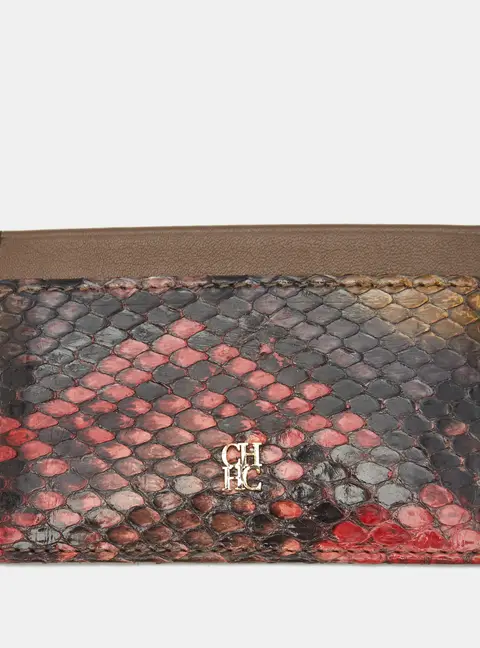 CH Carolina Herrera Multicolor Python and Leather Card Holder