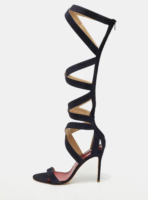 CH Carolina Herrera Size 39 Navy Blue Suede Gladiator Sandals