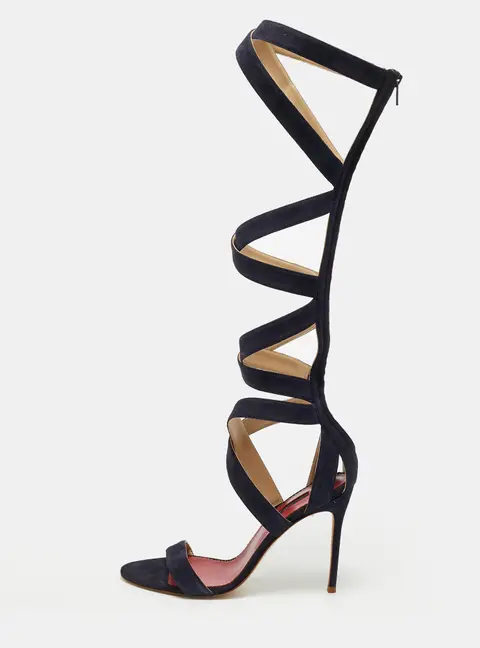 CH Carolina Herrera Size 39 Navy Blue Suede Gladiator Sandals