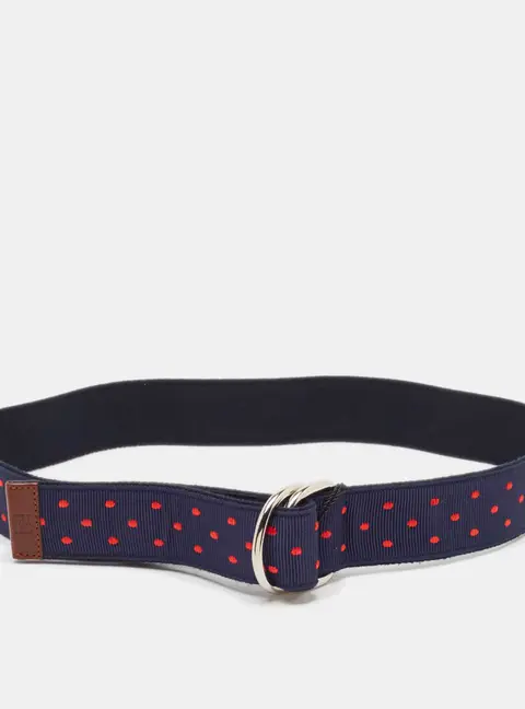 CH Carolina Herrera Buckle Belt Navy Blue Grosgrain and Leather
