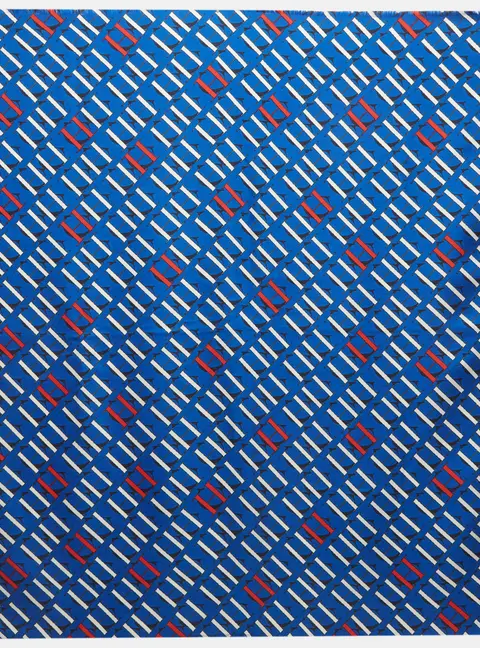 CH Carolina Herrera Blue Monogram Silk Scarf