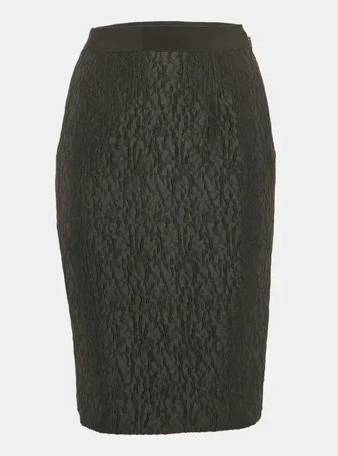 CH Carolina Herrera Black Textured Jacquard Pencil Skirt XS