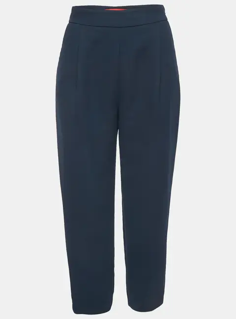CH Carolina Herrera Navy Blue Crepe Pleated Formal Trousers XS