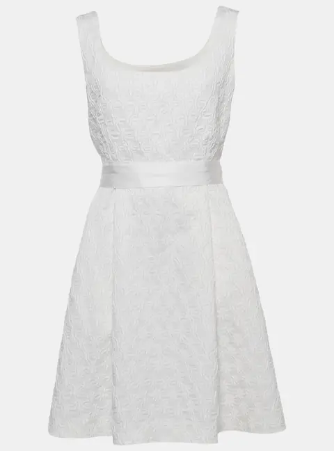 CH Carolina Herrera White Textured Jacquard Sleeveless Mini Dress L