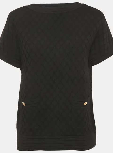 CH Carolina Herrera Black Diamond Knit Top XS