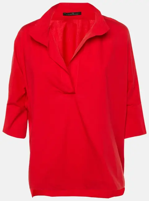 CH Carolina Herrera Red Cotton Oversized Blouse M