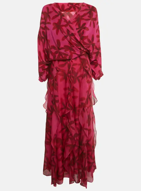 CH Carolina Herrera Pink Printed Silk Maxi Dress & Top Set S/XS