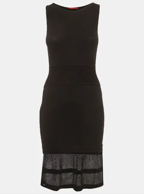 CH Carolina Herrera Black Stretch Knit Midi Dress XS