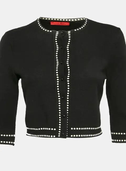 CH Carolina Herrera Black Knit Short Sleeve Cardigan XS