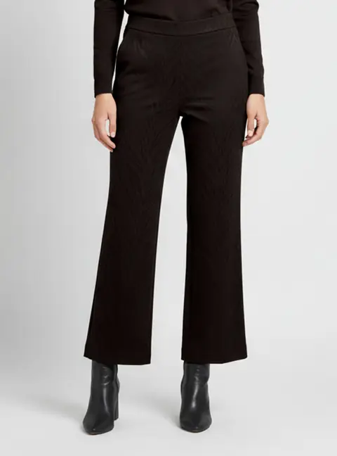 CH Carolina Herrera Black Jacquard Wide Leg Trousers XS