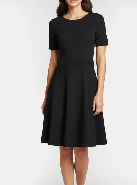 CH Carolina Herrera Black Jersey A-line Midi Dress S