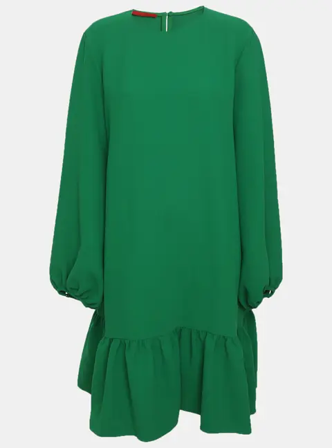 CH Carolina Herrera Green Crepe Flare Midi Dress XS
