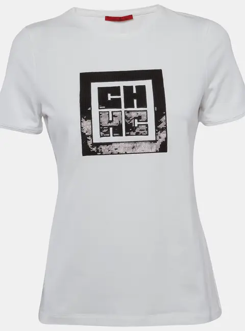 CH Carolina Herrera White Embroidered Jersey T-Shirt S