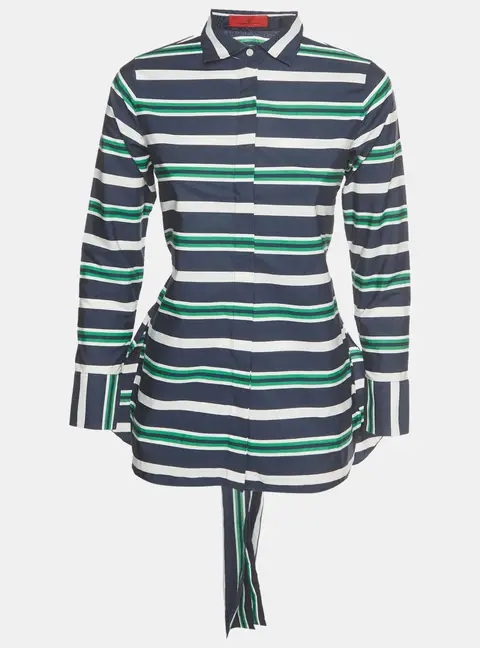 CH Carolina Herrera Multicolour Stripe Cotton Tie Up Shirt S