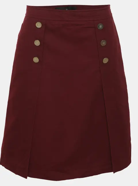 CH Carolina Herrera Burgundy Cotton Midi Skirt S