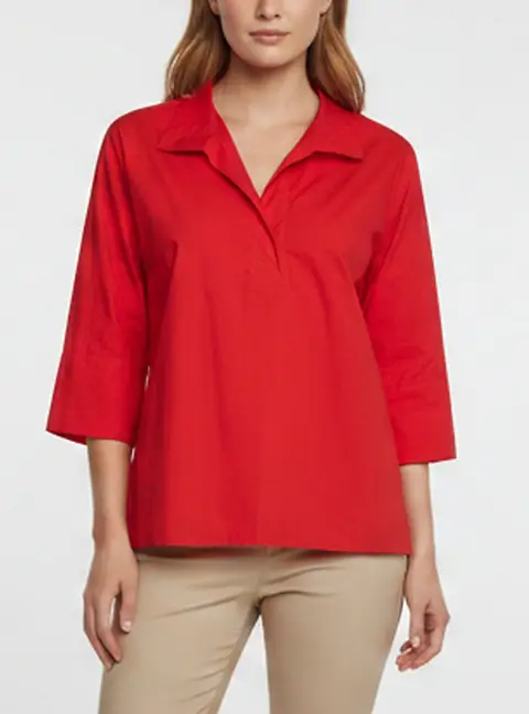 CH Carolina Herrera Red Cotton Oversized Blouse S