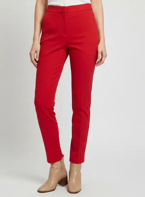 CH Carolina Herrera Red Crepe Straight Leg Pants M
