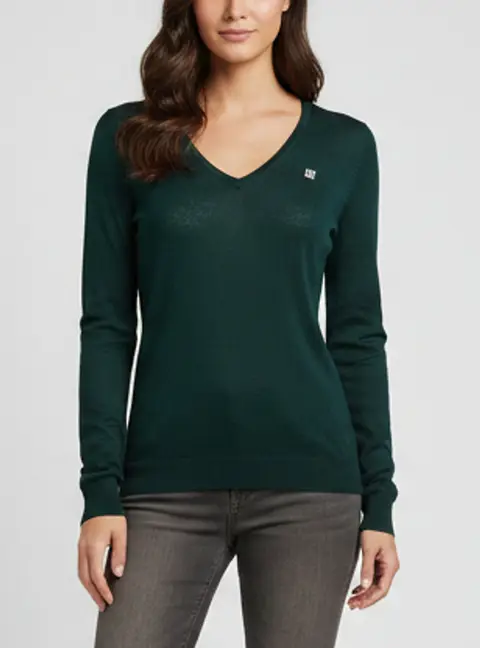 CH Carolina Herrera Green Logo Embroidered Wool Knit Pullover XS