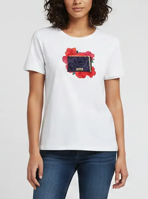 CH Carolina Herrera White Embroidered Jersey Short Sleeve T-Shirt L