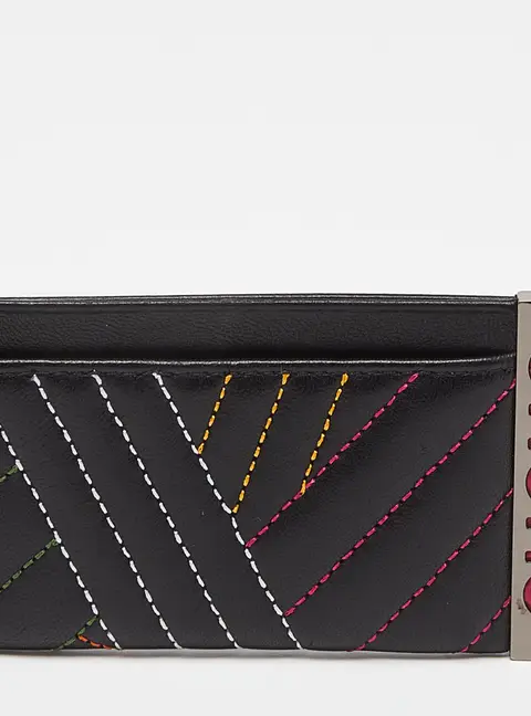 CH Carolina Herrera Black Quilted Leather Card Holder