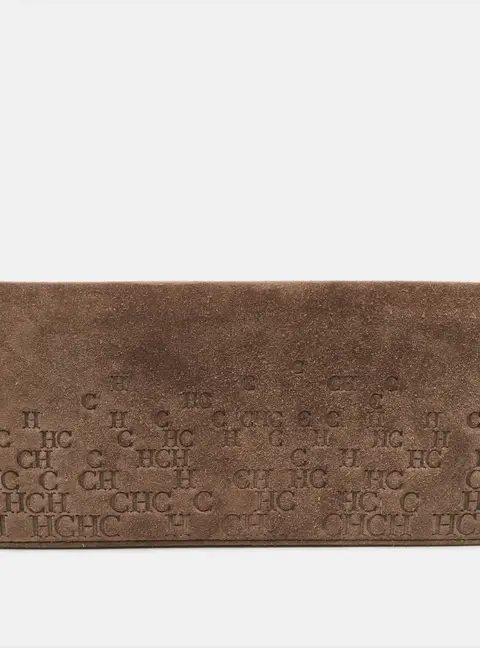 CH Carolina Herrera Brown Monogram Suede Long Wallet