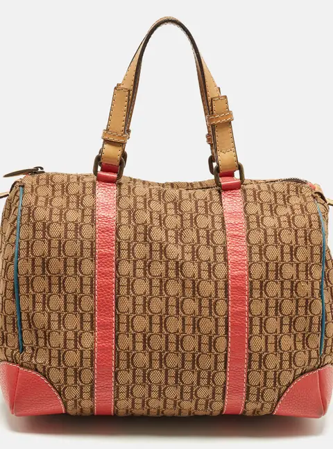 CH Carolina Herrera Andy Multicolor Monogram Canvas and Leather Satchel