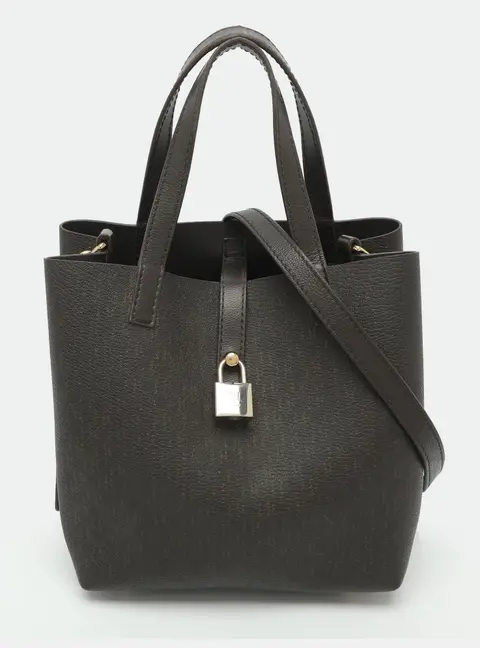 CH Carolina Herrera Matryoshka Locked Small Black Monogram Coated Canvas Tote