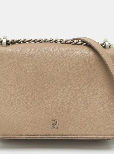 CH Carolina Herrera New Baltazar Beige Leather Crossbody Bag