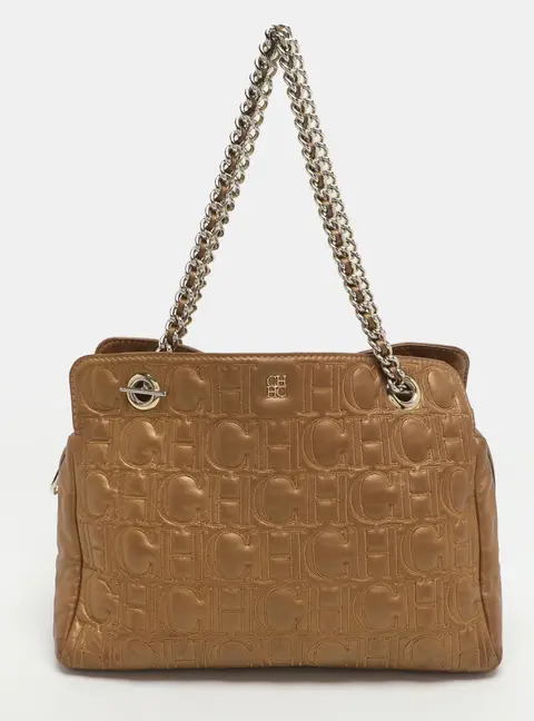 CH Carolina Herrera Gold Leather Tote