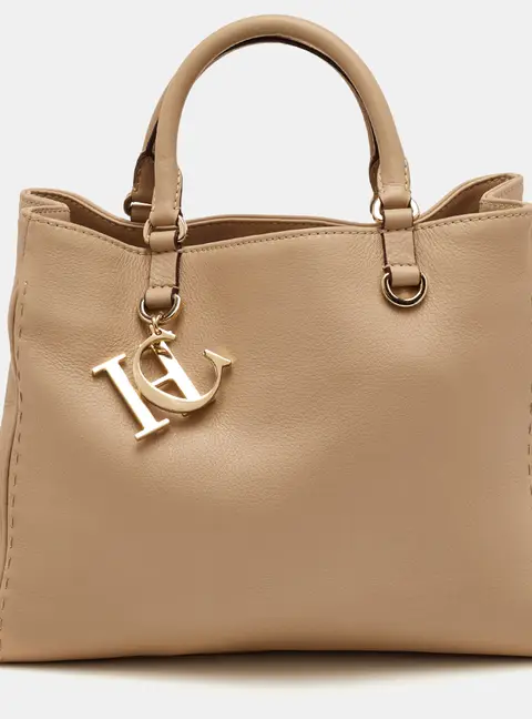 CH Carolina Herrera CH Charm Beige Leather Shopper Tote