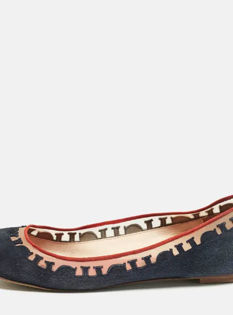 CH Carolina Herrera Navy Blue Suede Ballet Flats Size 39