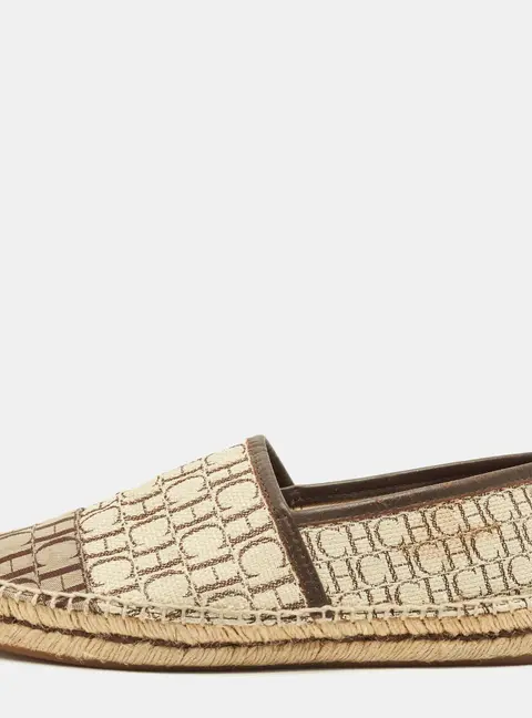 CH Carolina Herrera Size 38 Multicolor Monogram Canvas and Leather Espadrille Loafers