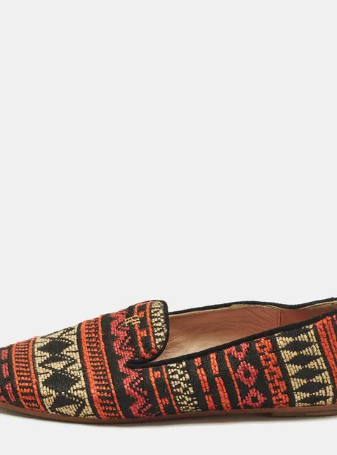 CH Carolina Herrera Size 37 Multicolor Woven Fabric Smoking Slippers