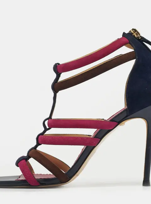 CH Carolina Herrera Size 38 Multicolor Suede Ankle Strap Sandals