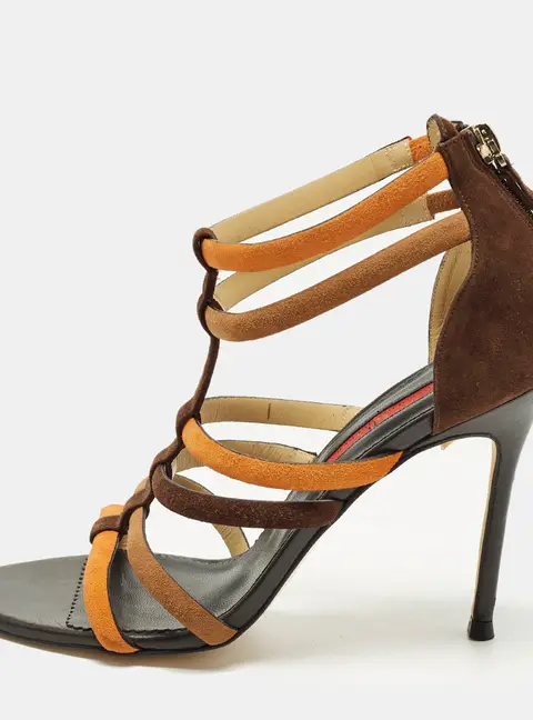 CH Carolina Herrera Size 38 Multicolor Suede Ankle Strap Sandals